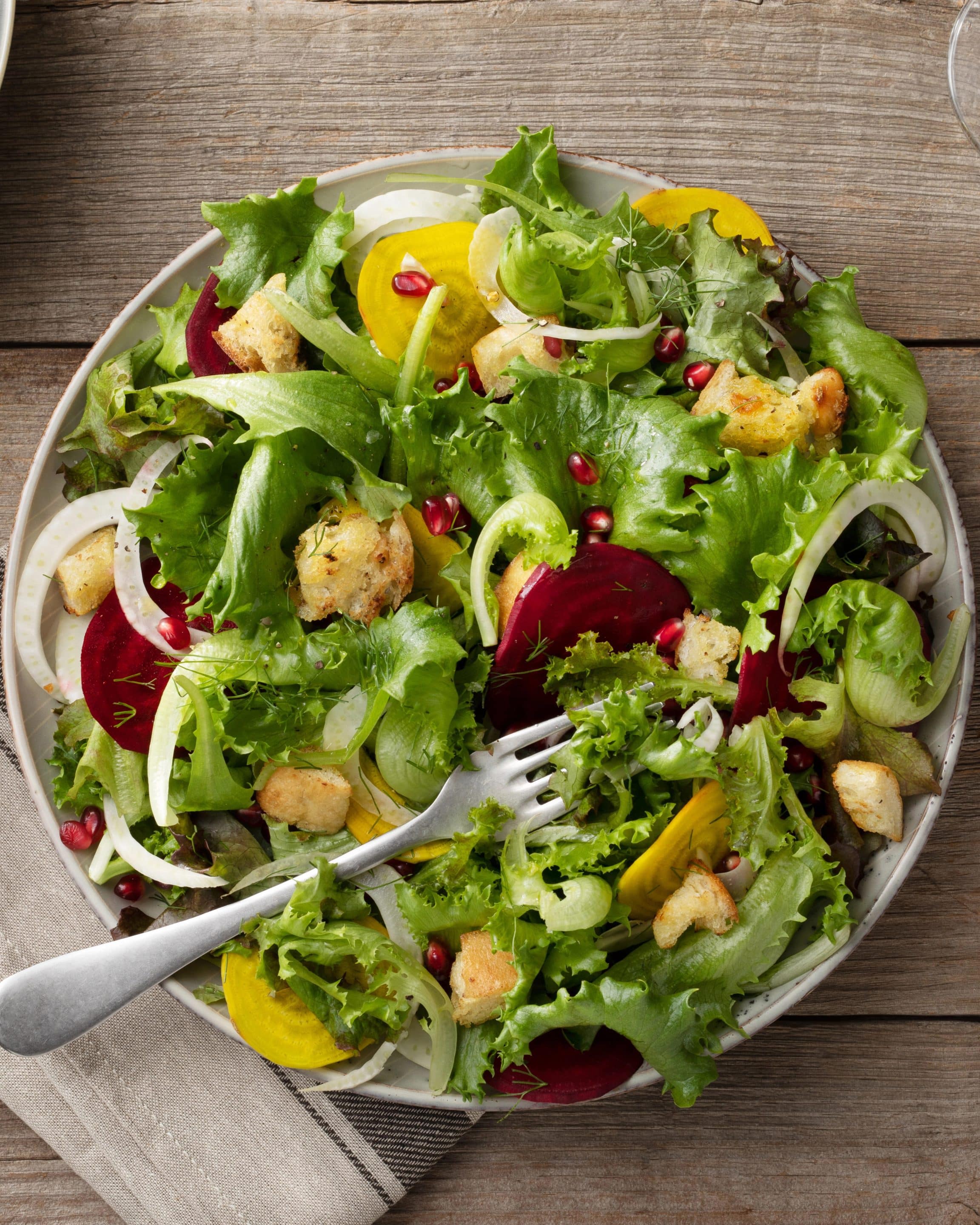 Crunchy Beet Salad with Sourdough Croutons and Feta - Little Leaf Farms
