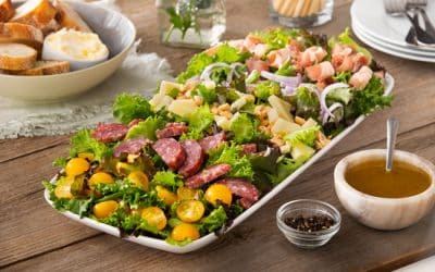 Charcuterie Chef Salad with Fig White Balsamic Dressing