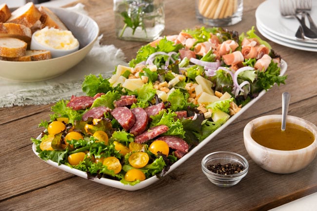 Charcuterie Chef Salad with Fig White Balsamic Dressing