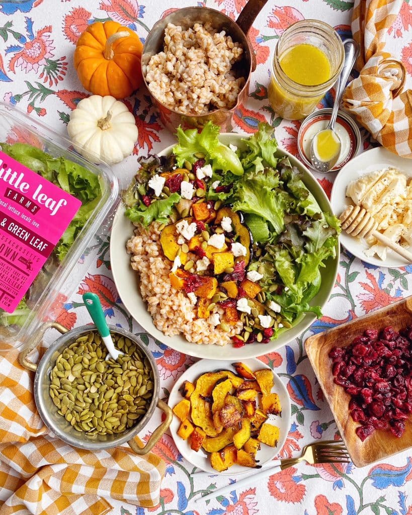 Squash and Farro Salad with Maple Mustard Vinaigrette - Little Leaf Farms