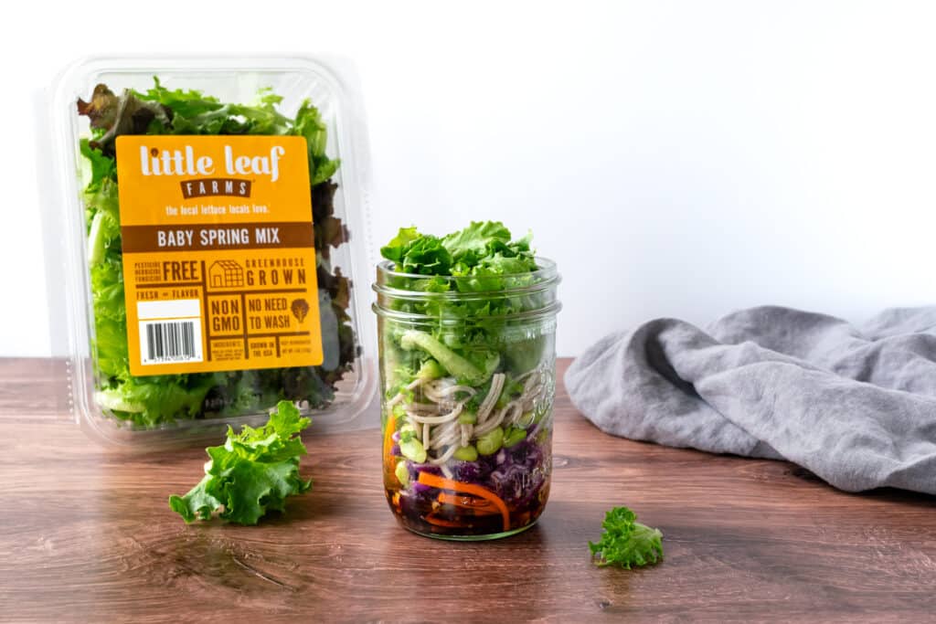 Mason Jar Soba Noodle Salad - Little Leaf Farms