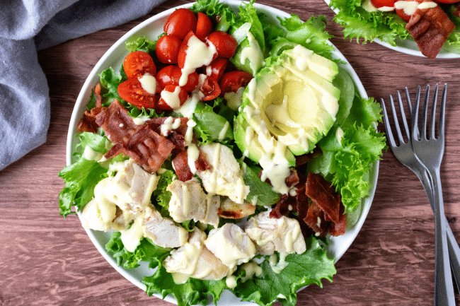 Charcuterie Chef Salad with Fig White Balsamic Dressing