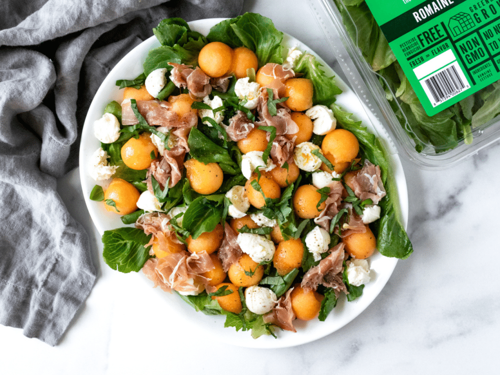 Prosciutto and Melon Romaine Salad - Little Leaf Farms